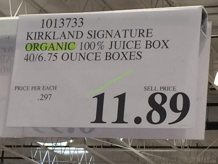 Kirkland Signature Organic 100 Juice Box 40/6.75 Ounce Boxes