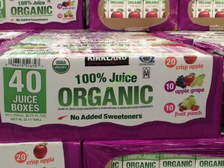 Kirkland Signature Organic 100% Juice Box 40/6.75 Ounce Boxes