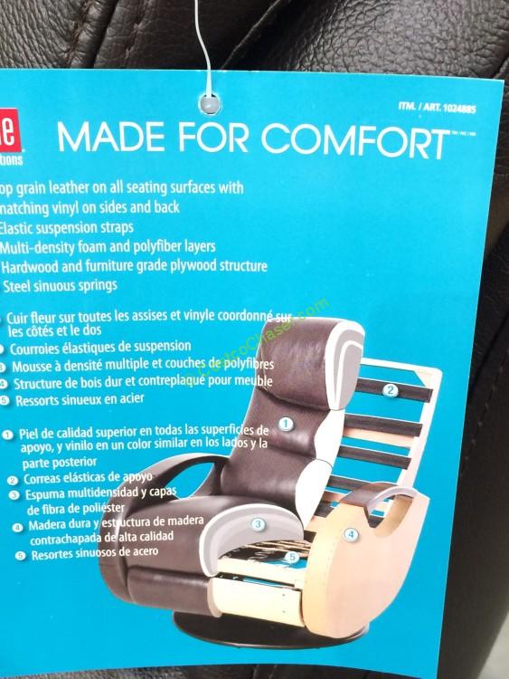 True Innovations Leather Swivel Glider Recliner Model CR45426