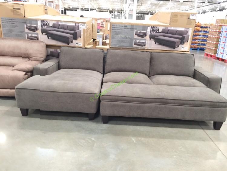 Fabric Sectional with Storage Ottoman