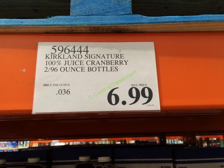 Costco596444KirklandSignature100JuiceCranberrytag CostcoChaser