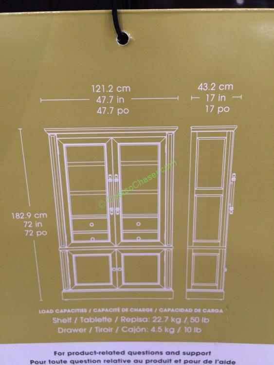 Costco-696238-Bayside-Furnishings-Glass-Door-Bookcase-size