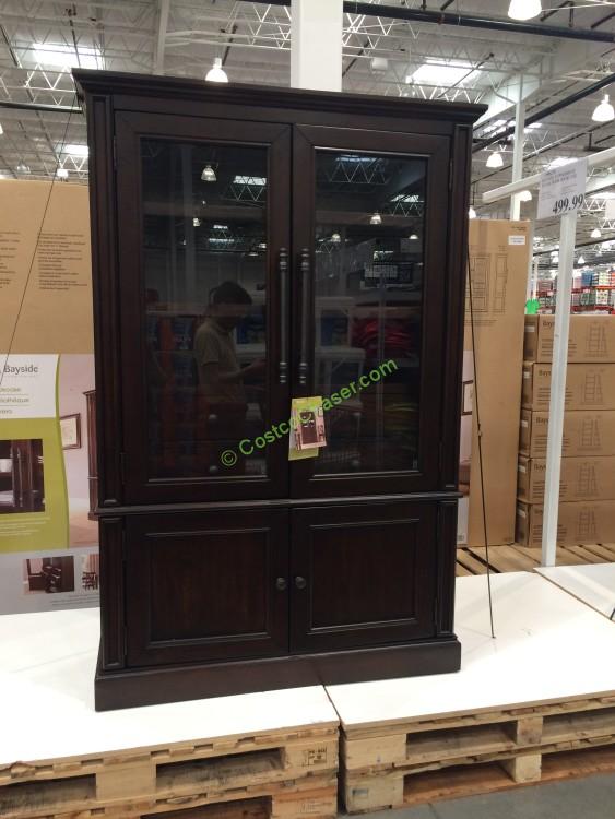 Bayside Furnishings Glass Door Bookcase, Bookcase With Sliding Glass Doors At Costco
