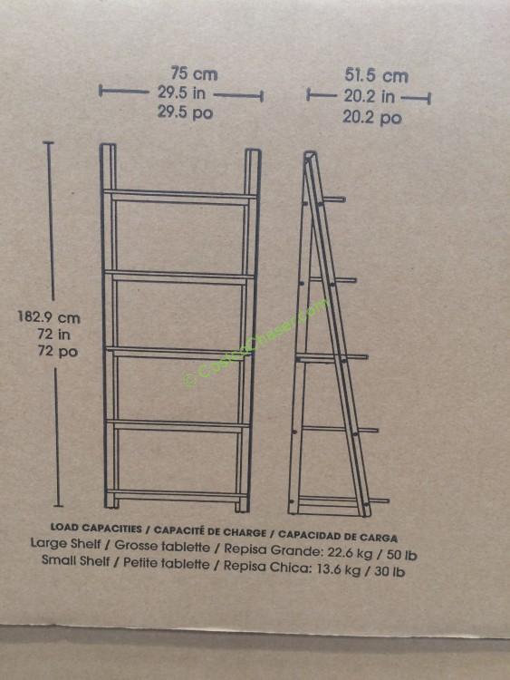 Costco-697334-Bayside Furnishings Ladder Bookcase-size
