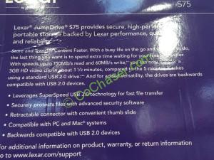 Costco-1027004- Lexar-JumpDrive-S75-32GB-USB-3- Flash-Drive-spec
