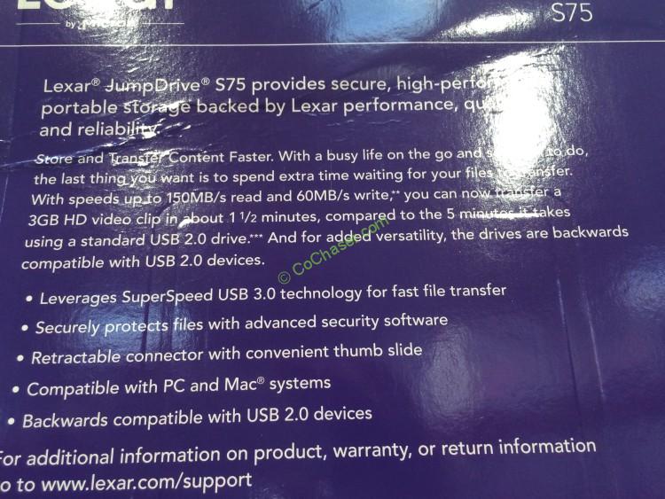 Costco1027004 LexarJumpDriveS7532GBUSB3 FlashDrivespec