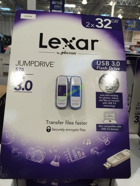 Lexar JumpDrive S75 32GB USB 3.0 Flash Drive 2-pack