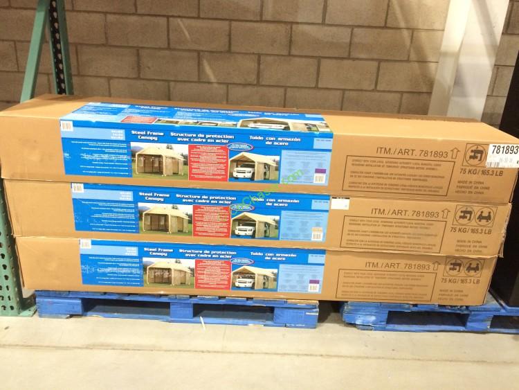 Costco781893CanopySteelFrame TanCoverwithSideWallall