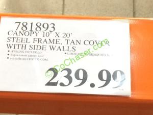 Costco-781893-Canopy-Steel-Frame –Tan-Cover-with-Side-Walls-tag