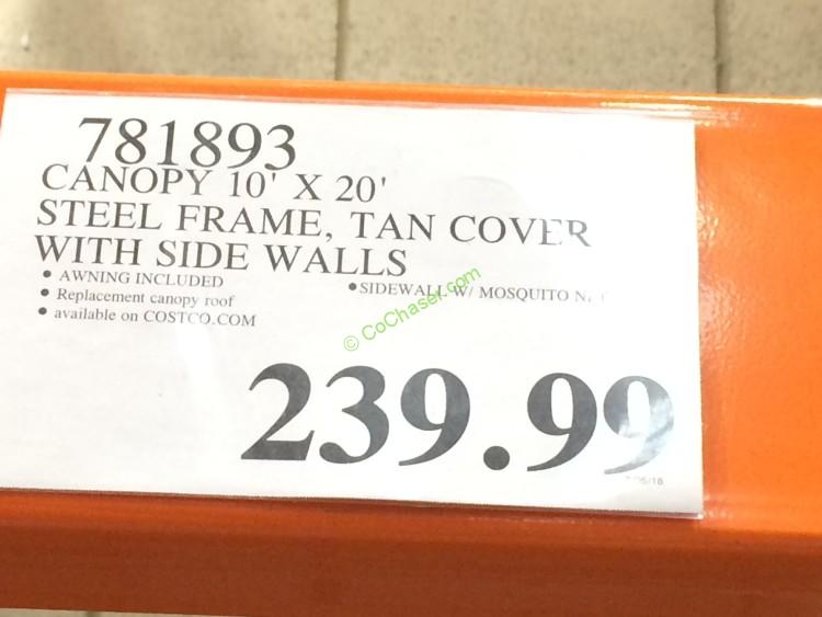 Costco781893CanopySteelFrame TanCoverwithSideWallstag