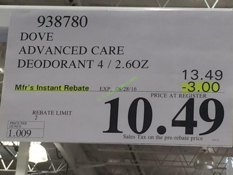 Costco938780DoveAdvancedCareDeodoranttag CostcoChaser