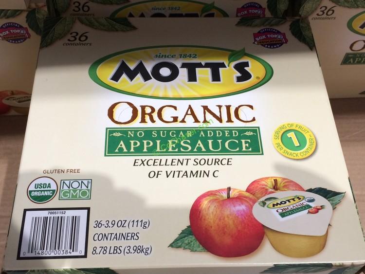 Motts Organic Apple Sauce 36/3.9 Ounce Cups