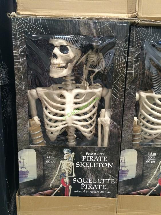 60” Pose-N-Stay Pirate Skeleton with Parrot