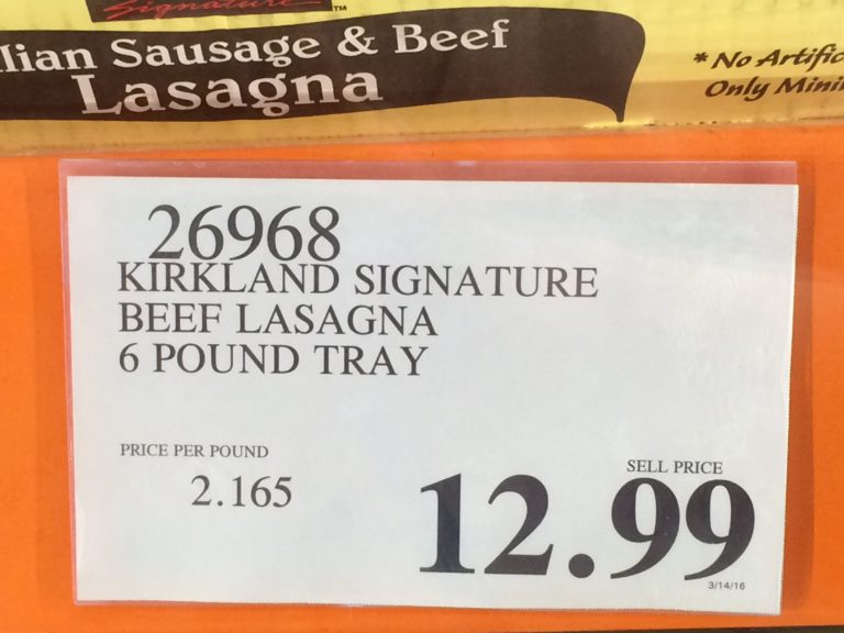 Kirkland Signature Beef Lasagna 6 Pound Tray CostcoChaser