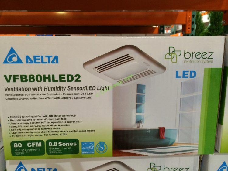 Delta Breez Vfb80hled2 Ventilation Bath, Costco Bathroom Fan With Light