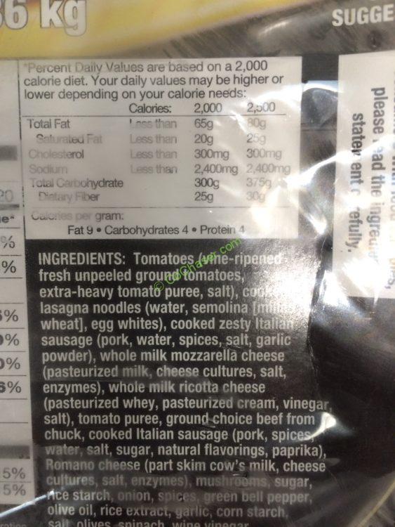 Kirkland Signature Sausage/Beef Lasagna 2 Pack 3 Lbs. Each CostcoChaser