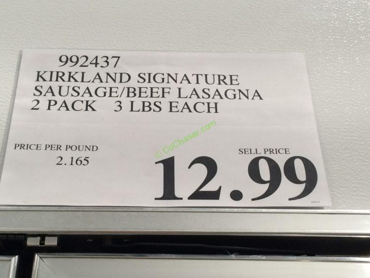 Kirkland Signature Sausage/Beef Lasagna 2 Pack 3 Lbs. Each CostcoChaser