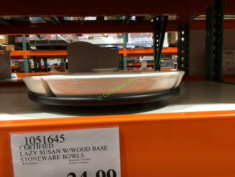 Costco-1051645-Certified-Lazy-Susan-with-wood-base-stoneware-bowls1