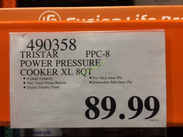 Costco-490358-Tristar-Power-Pressure-Cooker-XL-tag