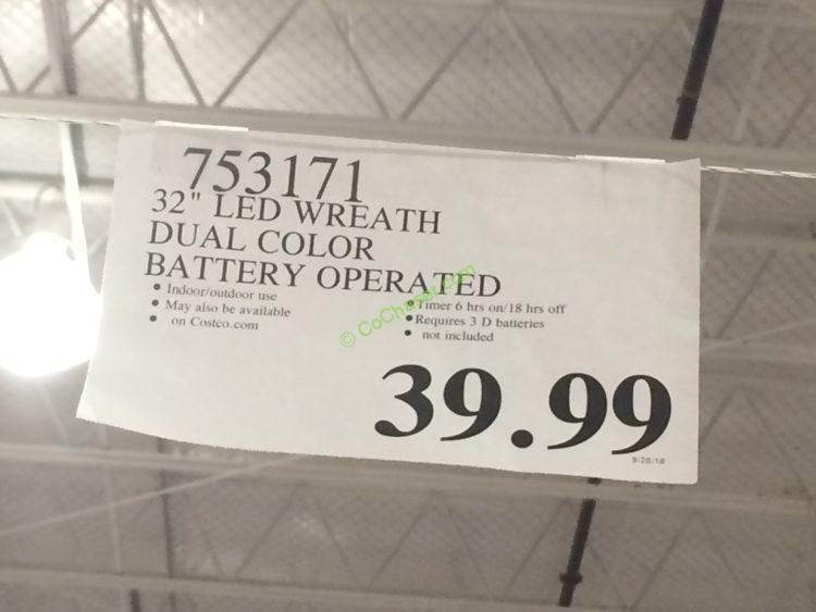Costco75317132BatteryOperatedLEDDualColorWreathtag CostcoChaser