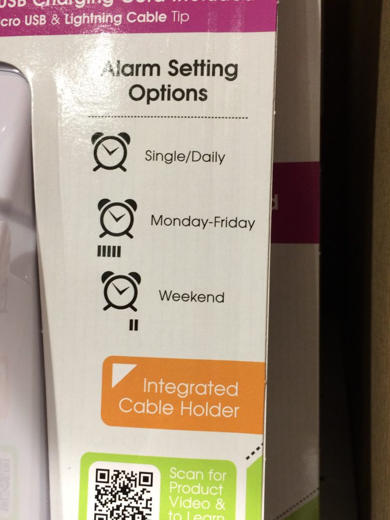 La Crosse Color LCD Alarm Clock with 2 USB Charging Ports and Cable