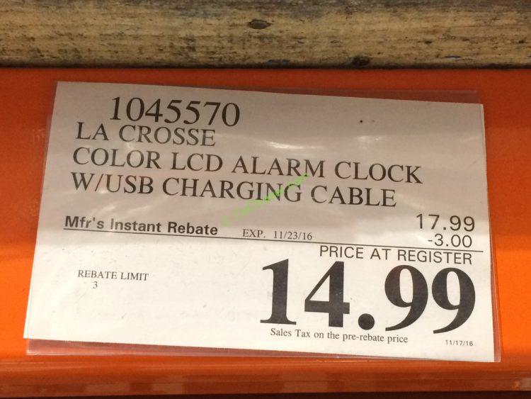Costco-1045570-La-Crosse-Color-LCD-Alarm-Clock-tag
