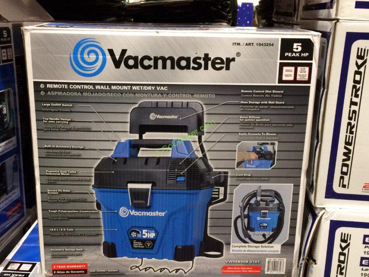 Vacmaster Wall Mountable Wet & Dry VAC with Remote, Model# VWMB508 0101