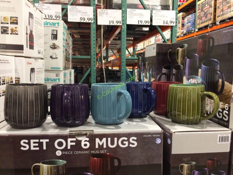 6PC Ribbed Stoneware Mug Set CostcoChaser