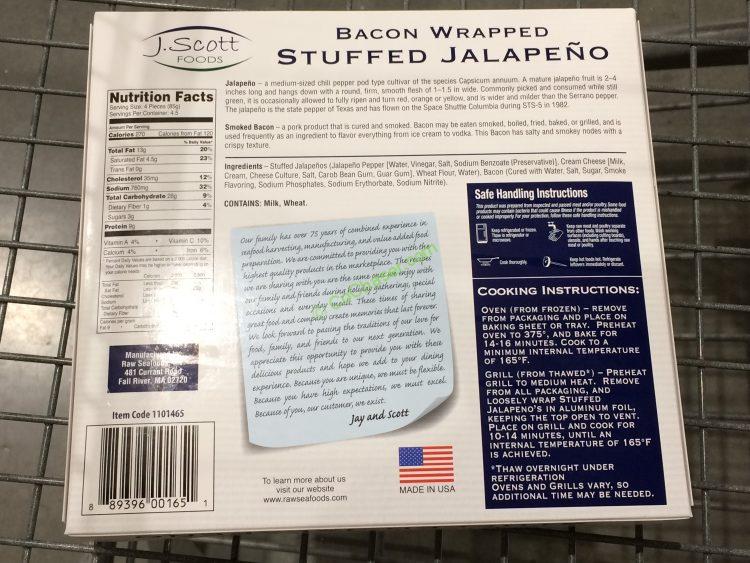 J. Scott Foods Bacon Wrapped Jalapeno 18 Count Box CostcoChaser