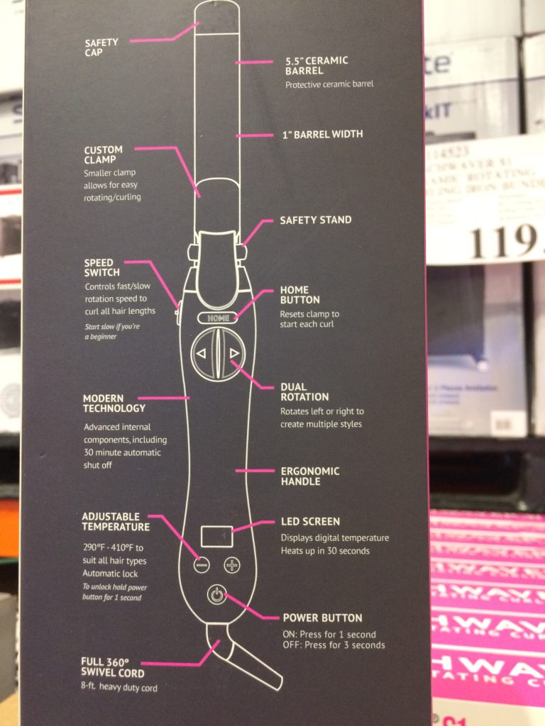 Costco1114523BeachwaverS1CeramicRotatingCurlingIronBundlesize
