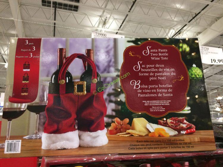Santa Pants Two Bottle Wine Tote, 3-pack