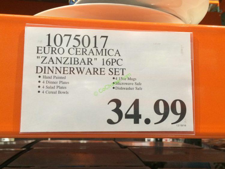 Costco1075017EUROCeramica ZANZIBAR16PCDinnerwareSettag