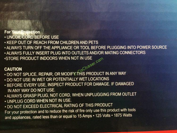 Costco11072362PK50FTOutdoorExtensionCordsspec CostcoChaser