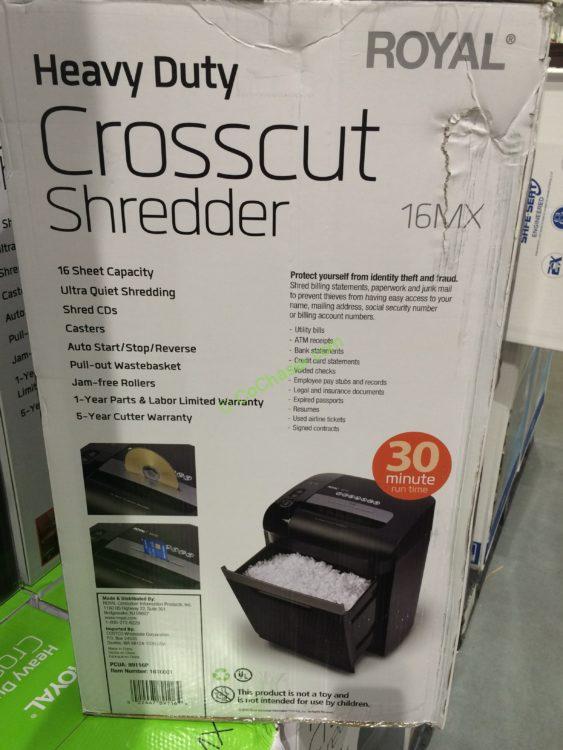 Costco1616001Royal1620MX16SheetCrossCutShredderback CostcoChaser