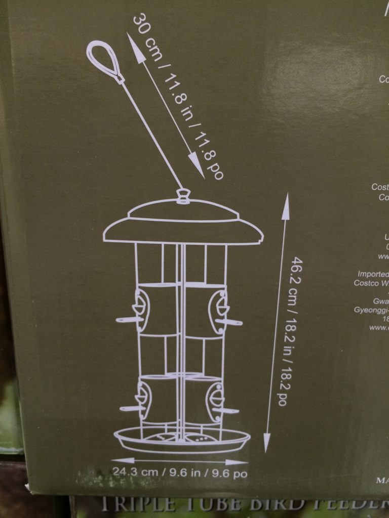 Costco1028589TripleTubeBirdFeedersize CostcoChaser