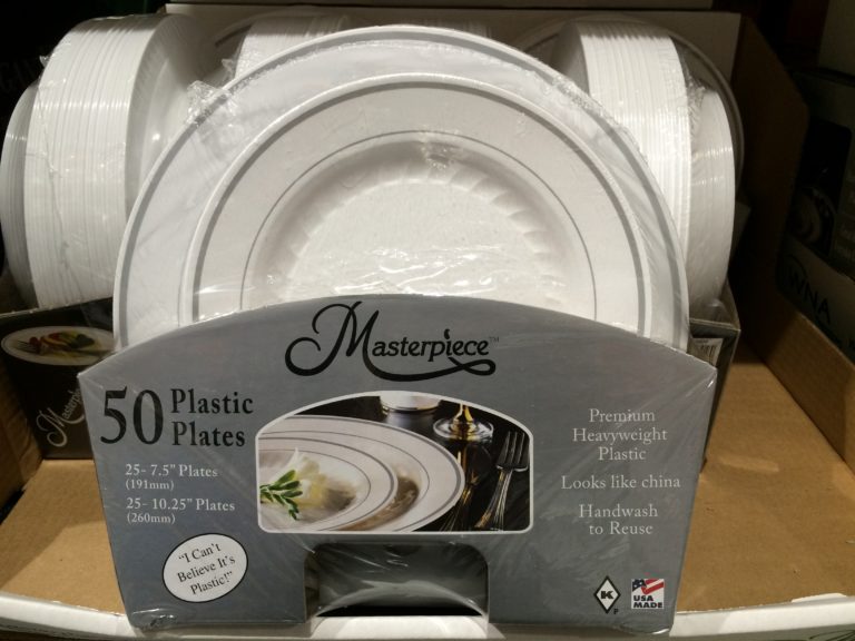 Masterpiece White Plastic Plates 50 Count Package CostcoChaser