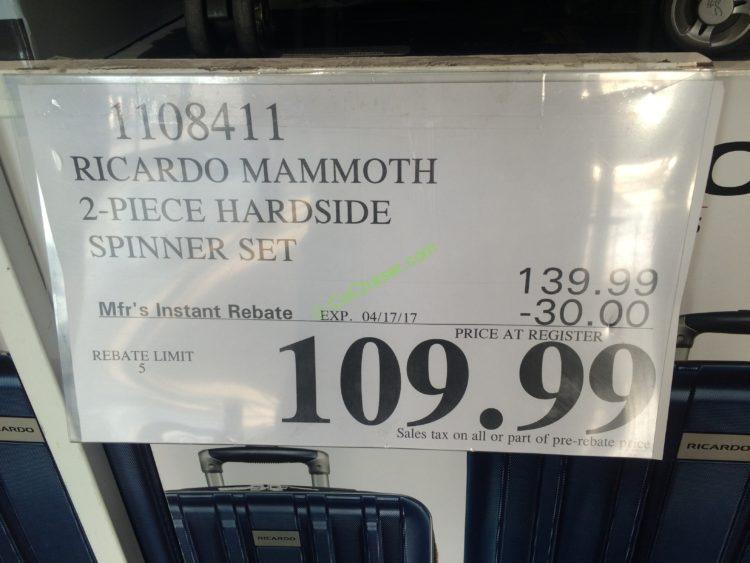 Costco-1108411-Ricardo-Mammoth-2-piece-Hardside-Spinner-Set-tag