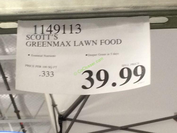 Costco1149113ScottsGreenmaxLawnFoodtag CostcoChaser