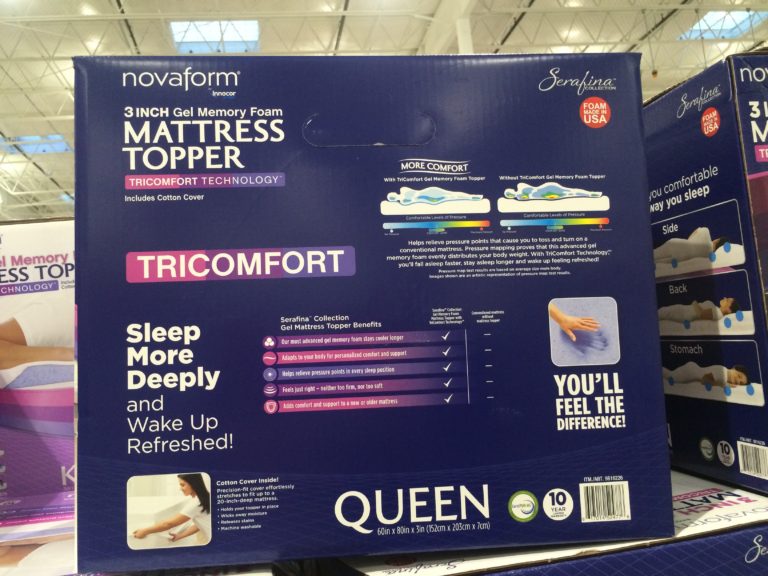 Novaform Serafina 3” Gel Memory Foam Mattress Topper Queen