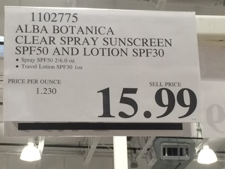 Costco1102775 AlbaBotanicaHawaiianSunscreenSpraySPF50tag