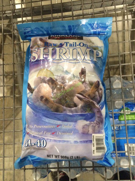 Kirkland Signature 31/40 CT Raw Tail-on Shrimp 2 Pounds bag