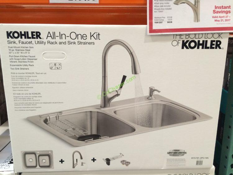 Kohler Stainless Steel Sink and Faucet Package, Model#R75791-2PC-NA