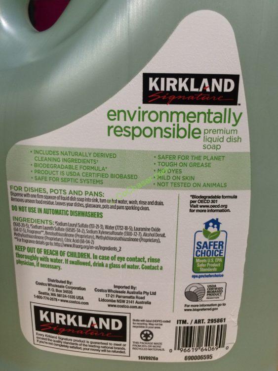 Kirkland Signature ENV Friendly Dish Soap 135 ounce Bottle CostcoChaser