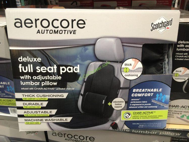 Aerocore Automotive Deluxe Full Seat Pad with Adjustable Lumbar Pillow