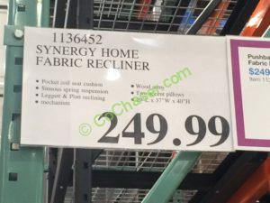 Costco-1136452-Synergy-Home-Fabric-Recliner-tag