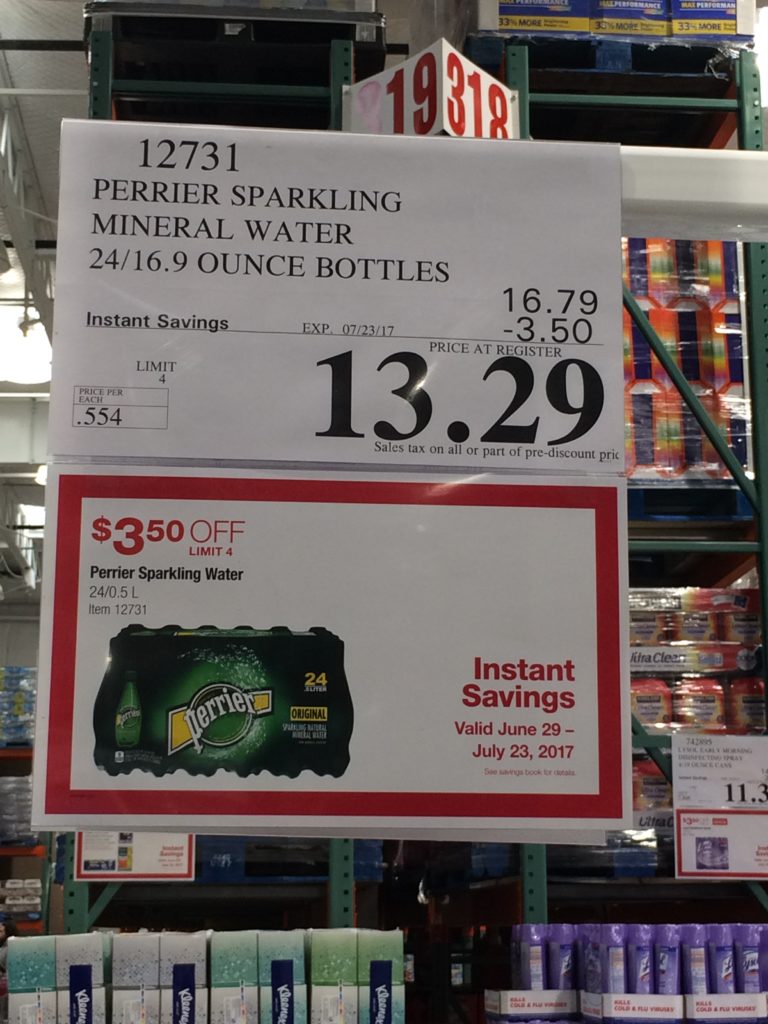 Perrier Sparkling Mineral Water 24/16.9 Ounce Bottles CostcoChaser