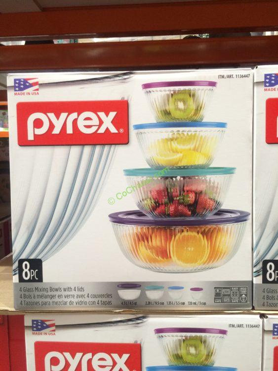Pyrex 4PC Mixing Bowl Set 4 Bowls & 4 Lids CostcoChaser