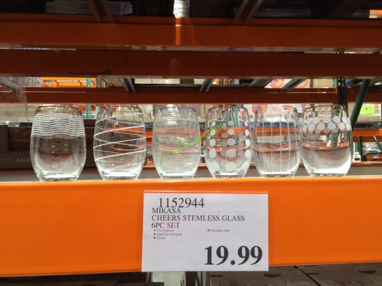 Mikasa Cheers Stemless Glass 6PC Set