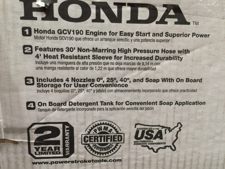 Costco1166325PowerStroke3100PSIHondaPoweredGasPressureWasher