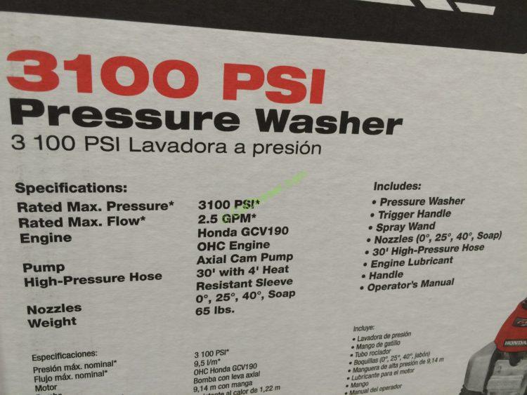 Costco1166325PowerStroke3100PSIHondaPoweredGasPressureWasher